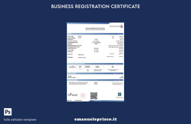 stile verificato Certificato di registrazione commerciale degli Emirati Arabi Un